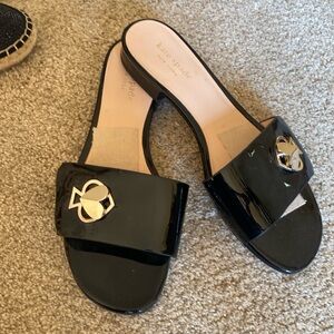 Sexy black patent flat sandals